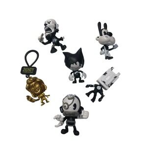 Bendy and the Dark Revival Mystery Mini Figure Lot Alice Angel Gold Keychain 6pc